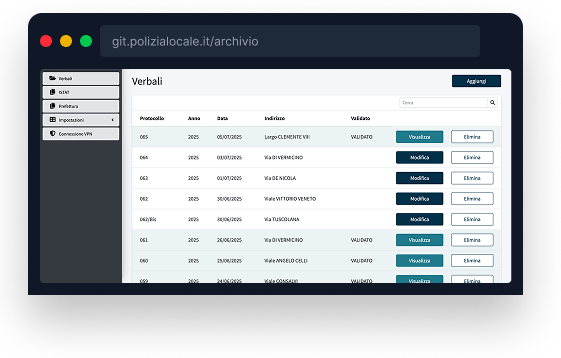 schermata gestionale